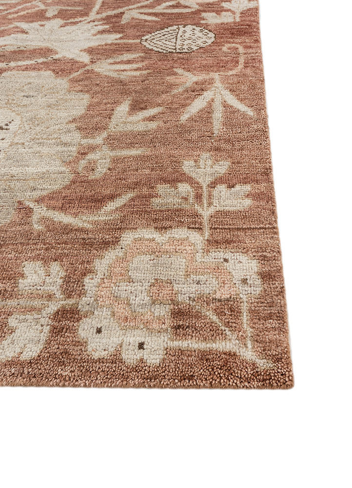 erbe red and orange wool hand knotted Rug - Corner