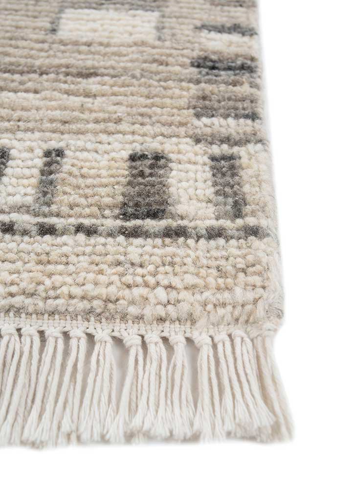 manifest beige and brown afghan wool hand knotted Rug - Corner