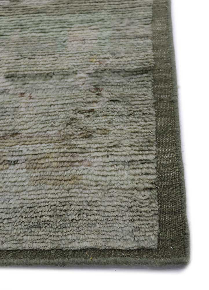 manifest green afghan wool hand knotted Rug - Corner
