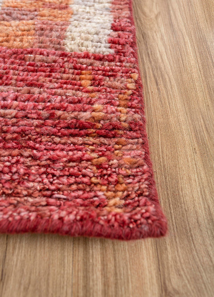 manifest red and orange wool hand knotted Rug - Corner manifest red and orange wool hand knotted Rug - Corner