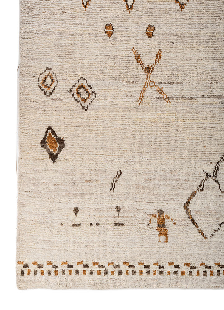 manifest ivory afghan wool hand knotted Rug - Corner