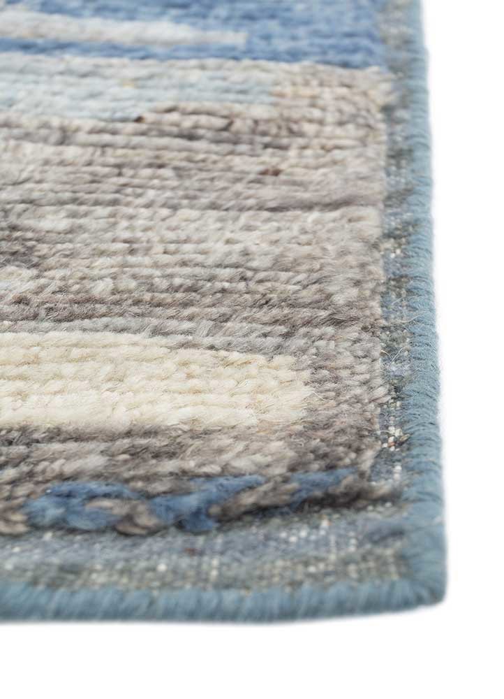 blythe blue afghan wool hand knotted Rug - Corner