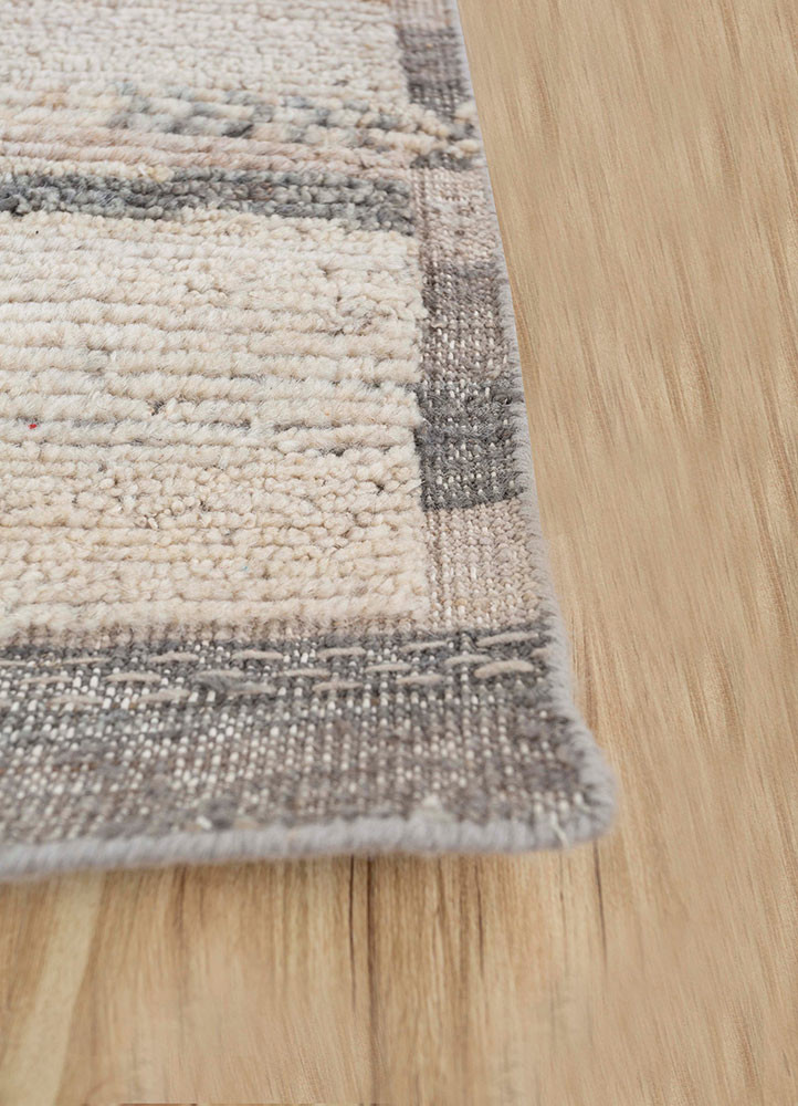 blythe ivory afghan wool hand knotted Rug - Corner