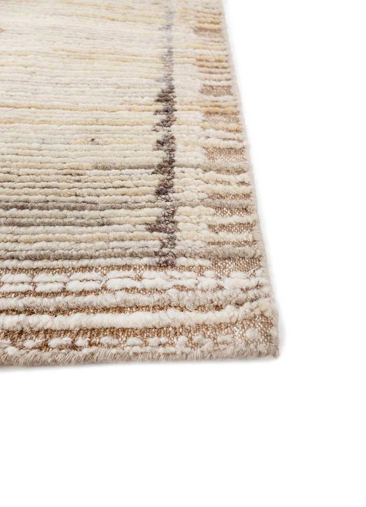 blythe beige and brown afghan wool hand knotted Rug - Corner