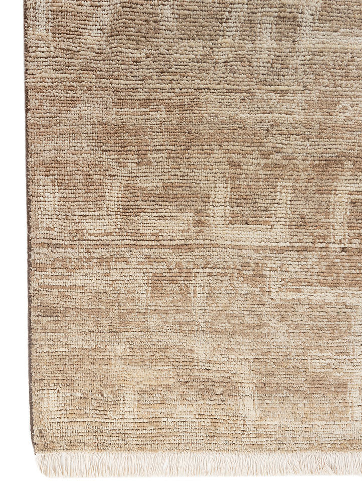 manifest beige and brown wool hand knotted Rug - Corner
