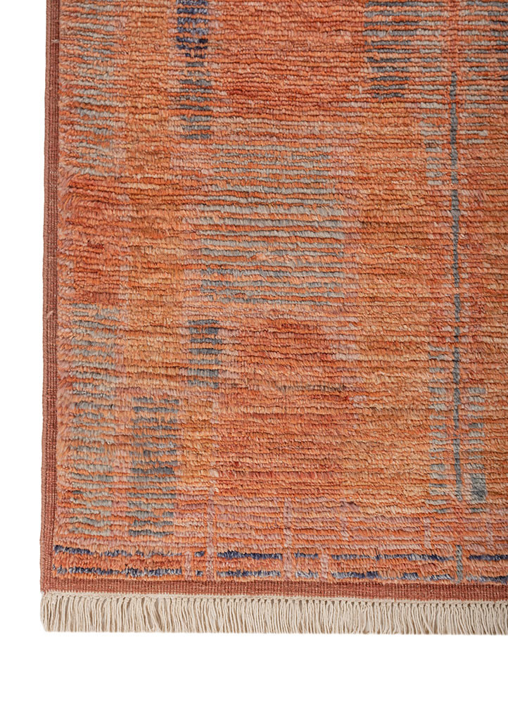 aprezo red and orange wool hand knotted Rug - Corner aprezo red and orange wool hand knotted Rug - Corner