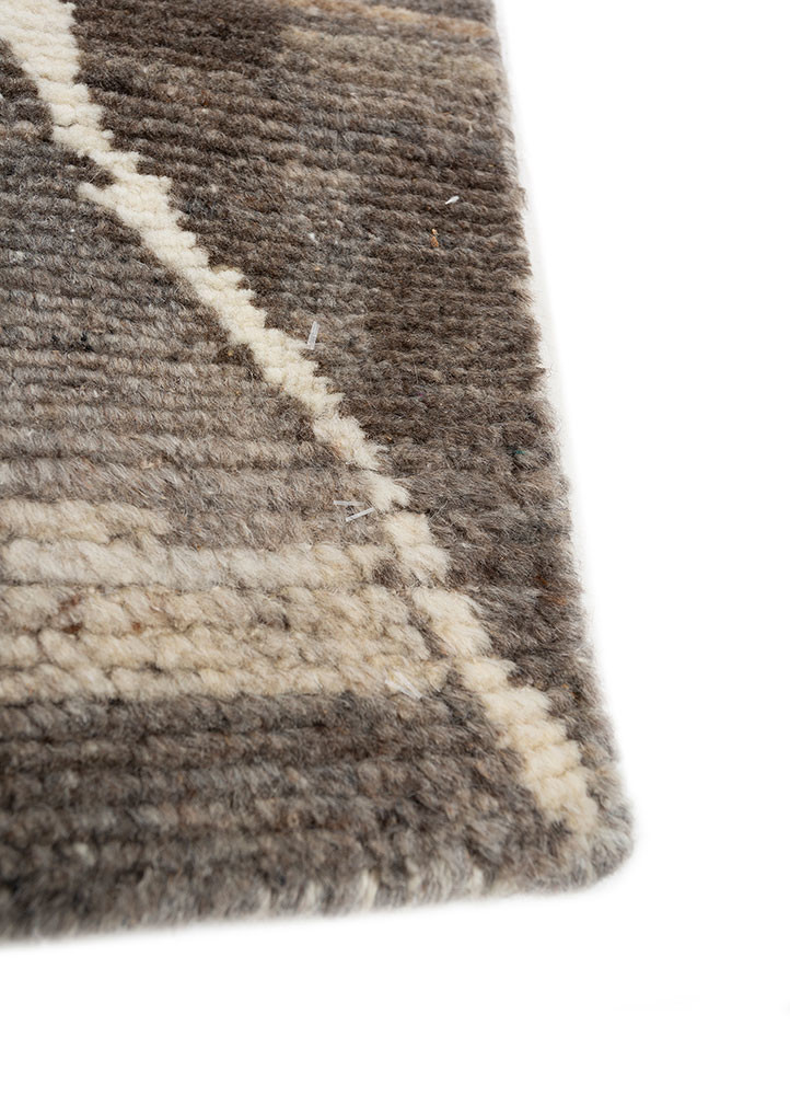 manifest beige and brown afghan wool hand knotted Rug - Corner