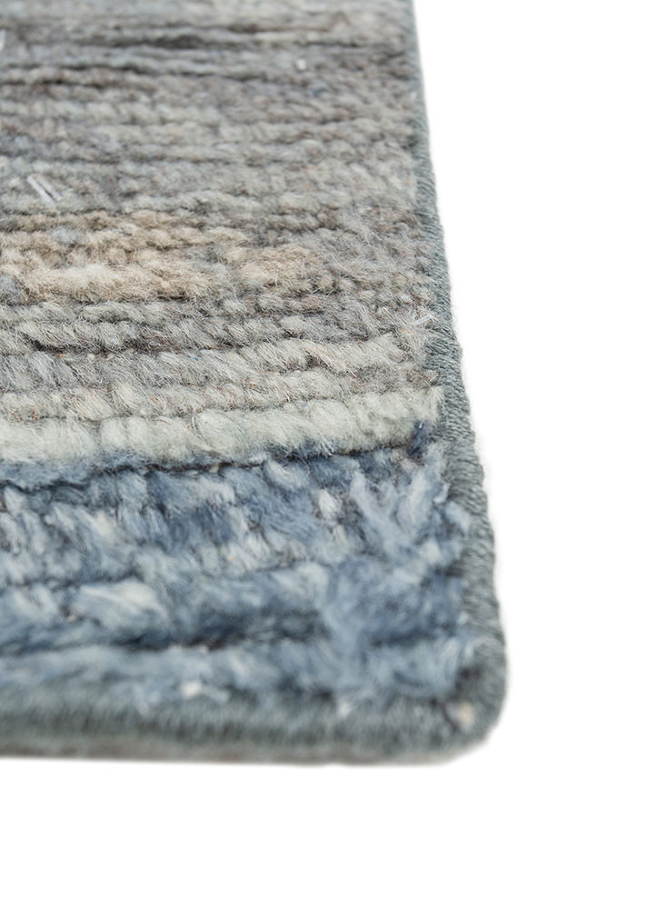 entropy blue wool hand knotted Rug - Corner entropy blue wool hand knotted Rug - Corner