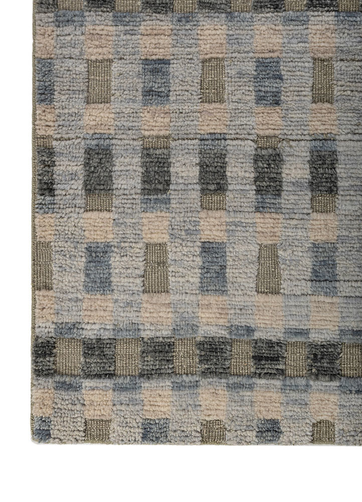 manifest blue wool hand knotted Rug - Corner manifest blue wool hand knotted Rug - Corner