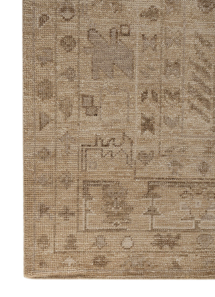 erbe beige and brown wool hand knotted Rug - Corner erbe beige and brown wool hand knotted Rug - Corner