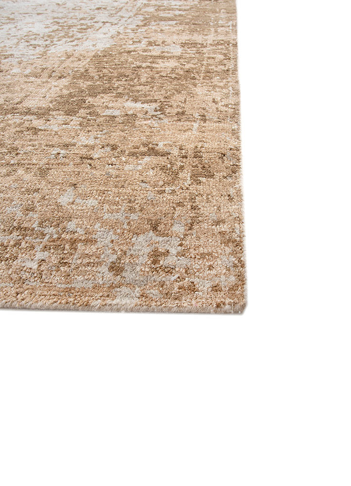 far east beige and brown silk hand knotted Rug - Corner far east beige and brown silk hand knotted Rug - Corner