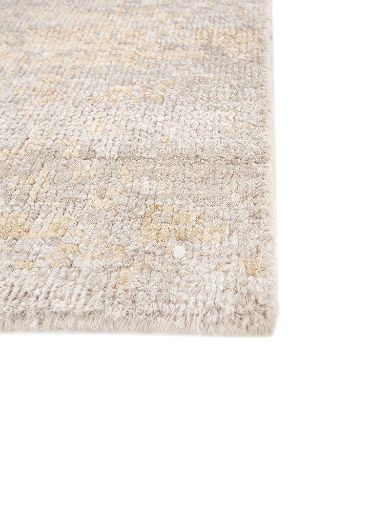 gulmarg beige and brown silk hand knotted Rug - Corner