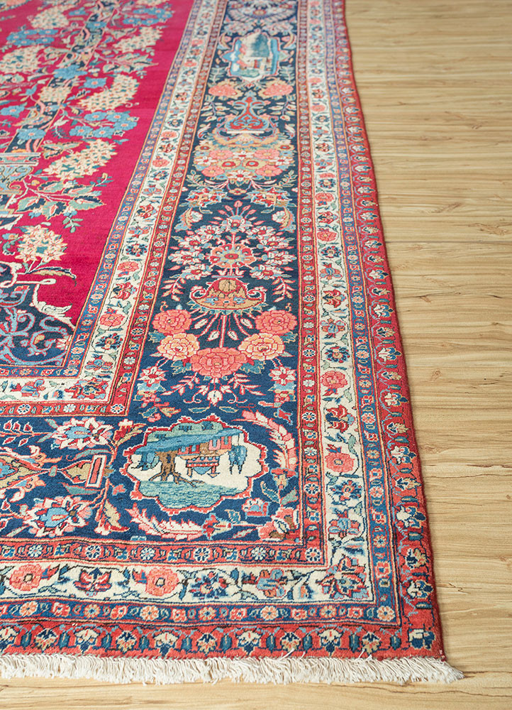 aalam pink and purple wool hand knotted Rug - Corner aalam pink and purple wool hand knotted Rug - Corner