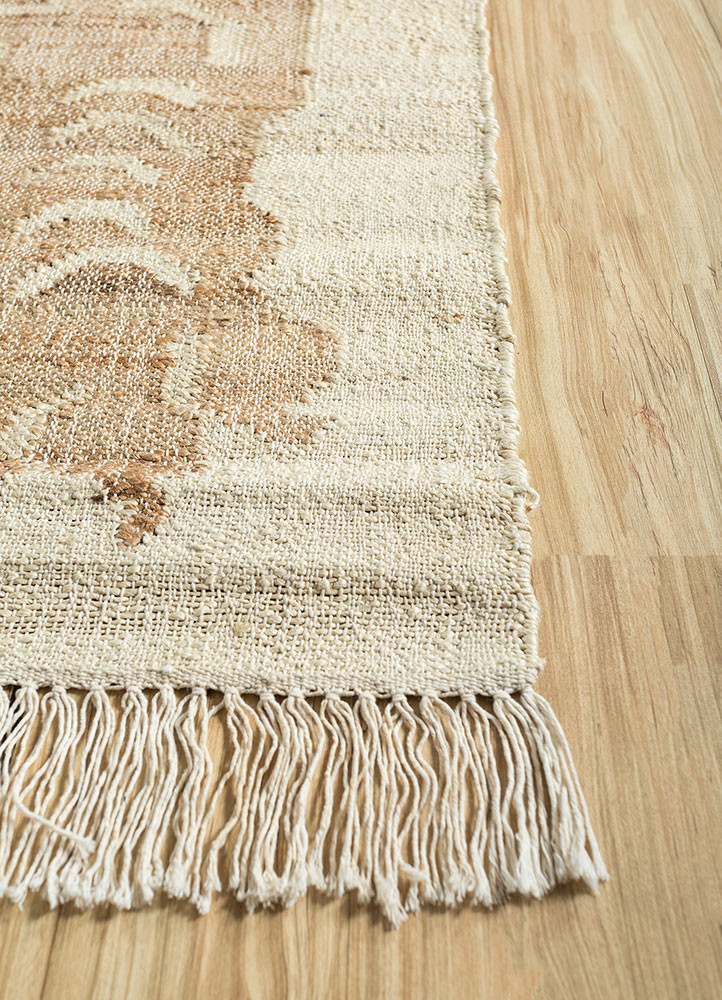 abrash beige and brown jute and hemp flat weaves Rug - Corner abrash beige and brown jute and hemp flat weaves Rug - Corner