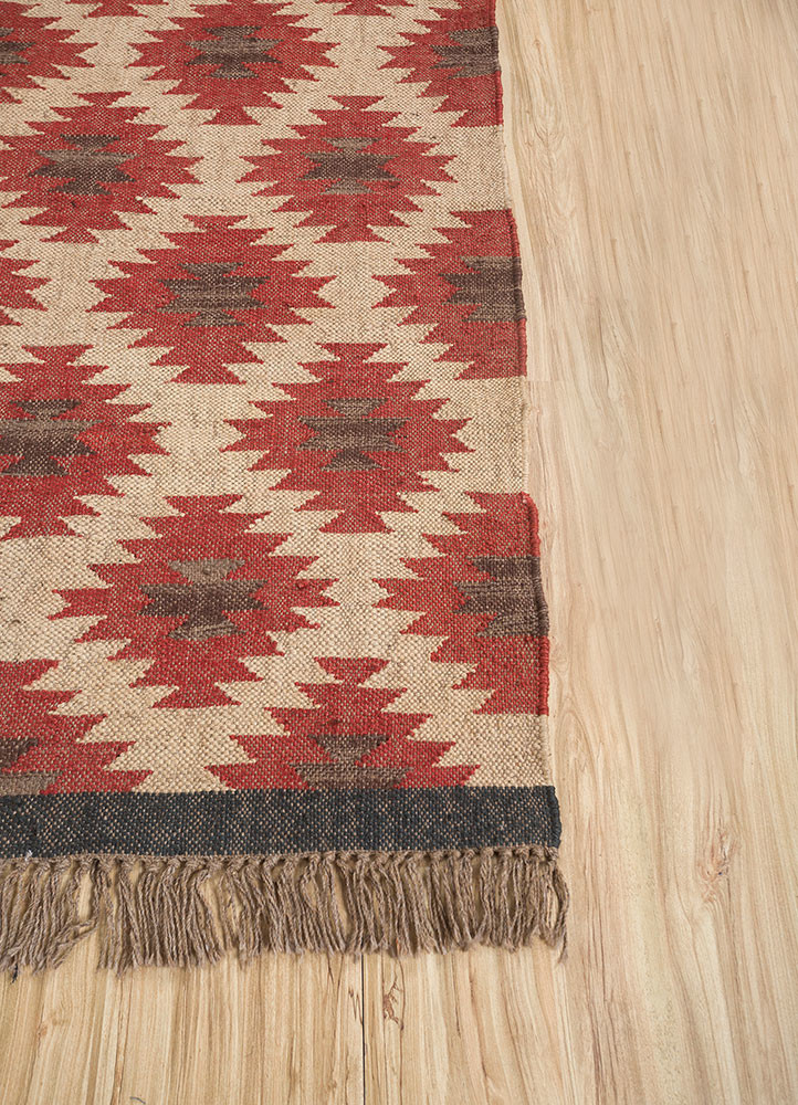 bedouin red and orange jute and hemp flat weaves Rug - Corner bedouin red and orange jute and hemp flat weaves Rug - Corner