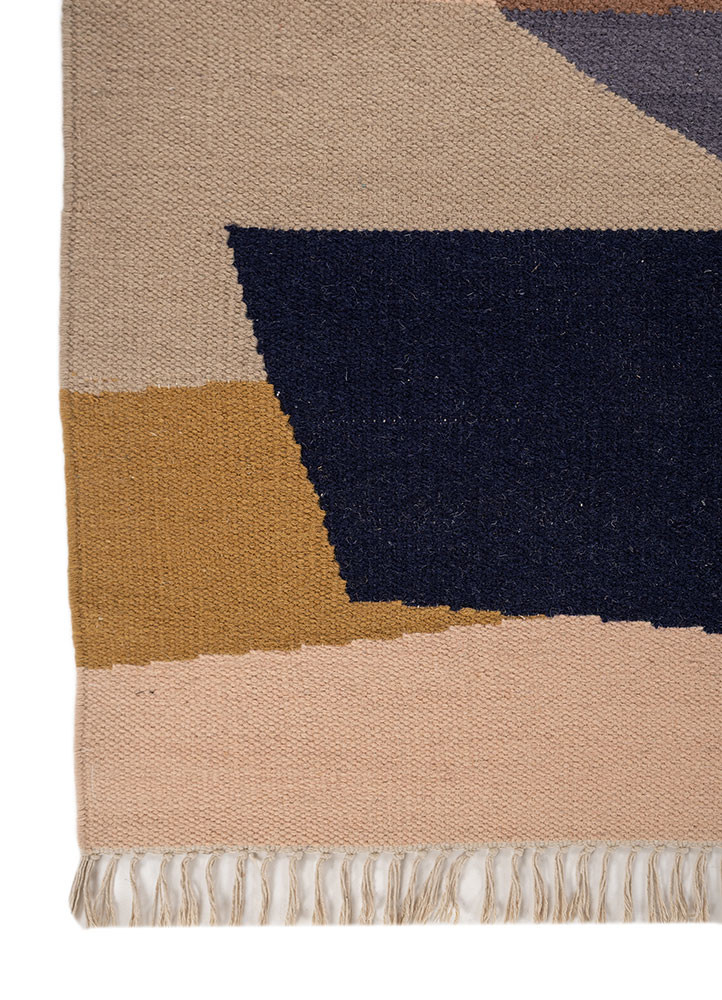 indusbar beige and brown wool flat weaves Rug - Corner indusbar beige and brown wool flat weaves Rug - Corner
