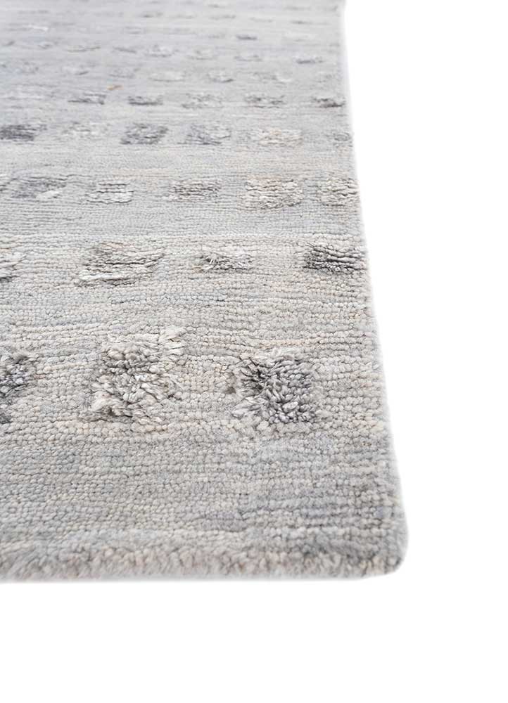 hula blue wool and bamboo silk hand knotted Rug - Corner