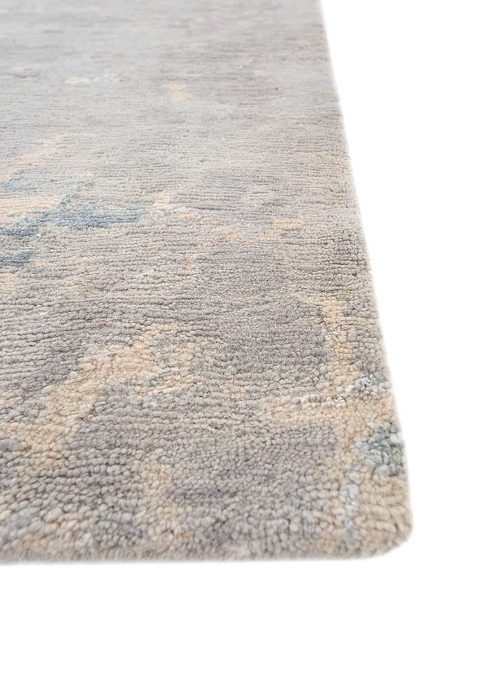 aprezo blue wool and bamboo silk hand knotted Rug - Corner