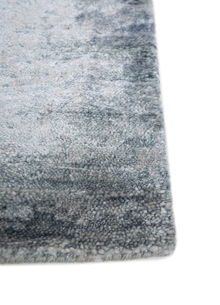 entropy blue wool and viscose hand knotted Rug - Corner entropy blue wool and viscose hand knotted Rug - Corner