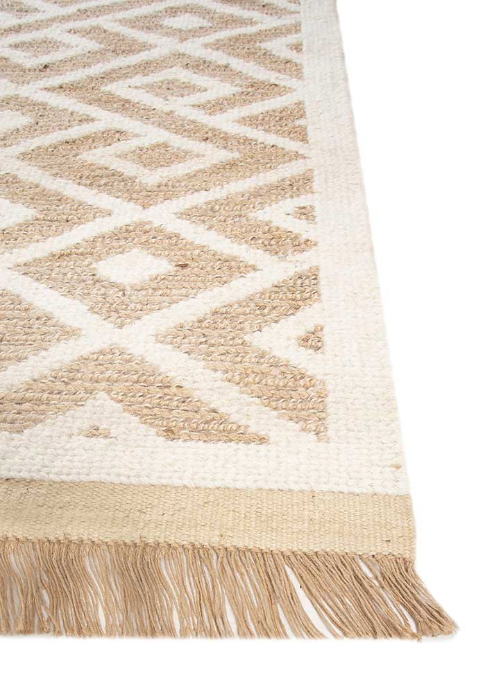 thyme ivory wool hand knotted Rug - Corner