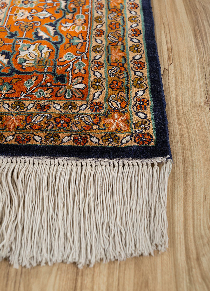 gulmarg blue silk hand knotted Rug - Corner gulmarg blue silk hand knotted Rug - Corner