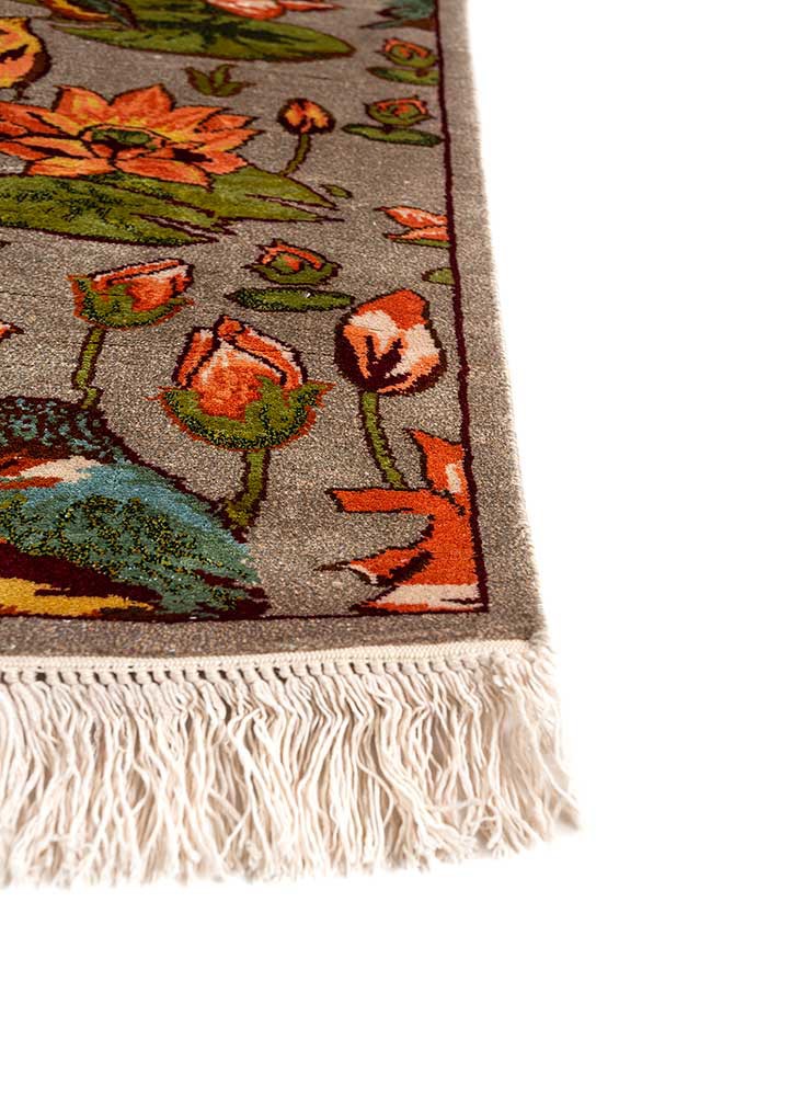 gulmarg green silk hand knotted Rug - Corner gulmarg green silk hand knotted Rug - Corner