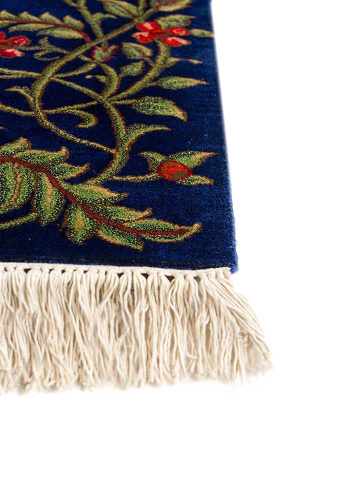 gulmarg blue silk hand knotted Rug - Corner