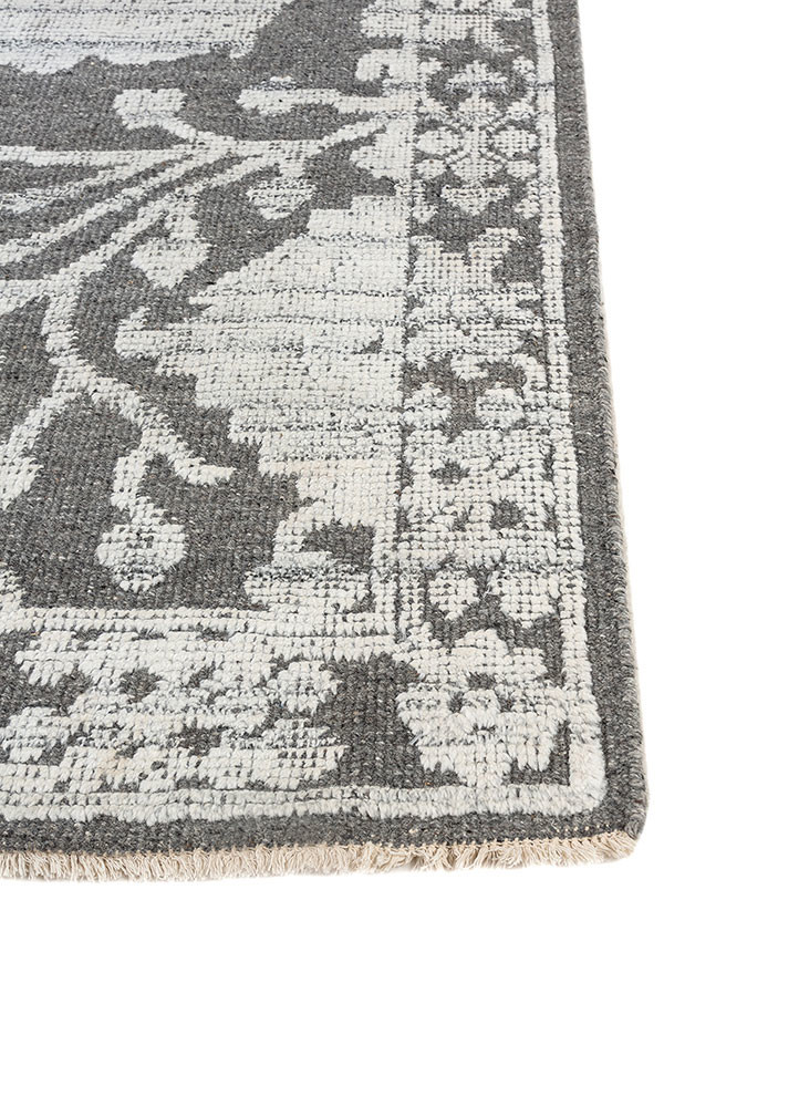 erbe grey and black viscose hand knotted Rug - Corner erbe grey and black viscose hand knotted Rug - Corner