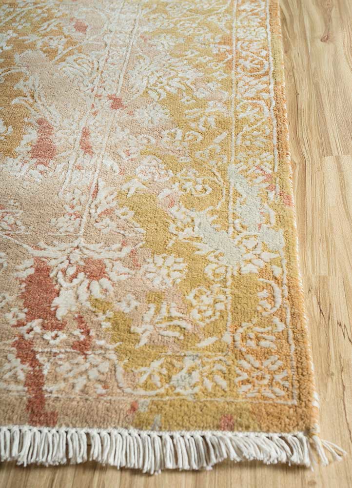 far east red and orange wool and bamboo silk hand knotted Rug - Corner far east red and orange wool and bamboo silk hand knotted Rug - Corner