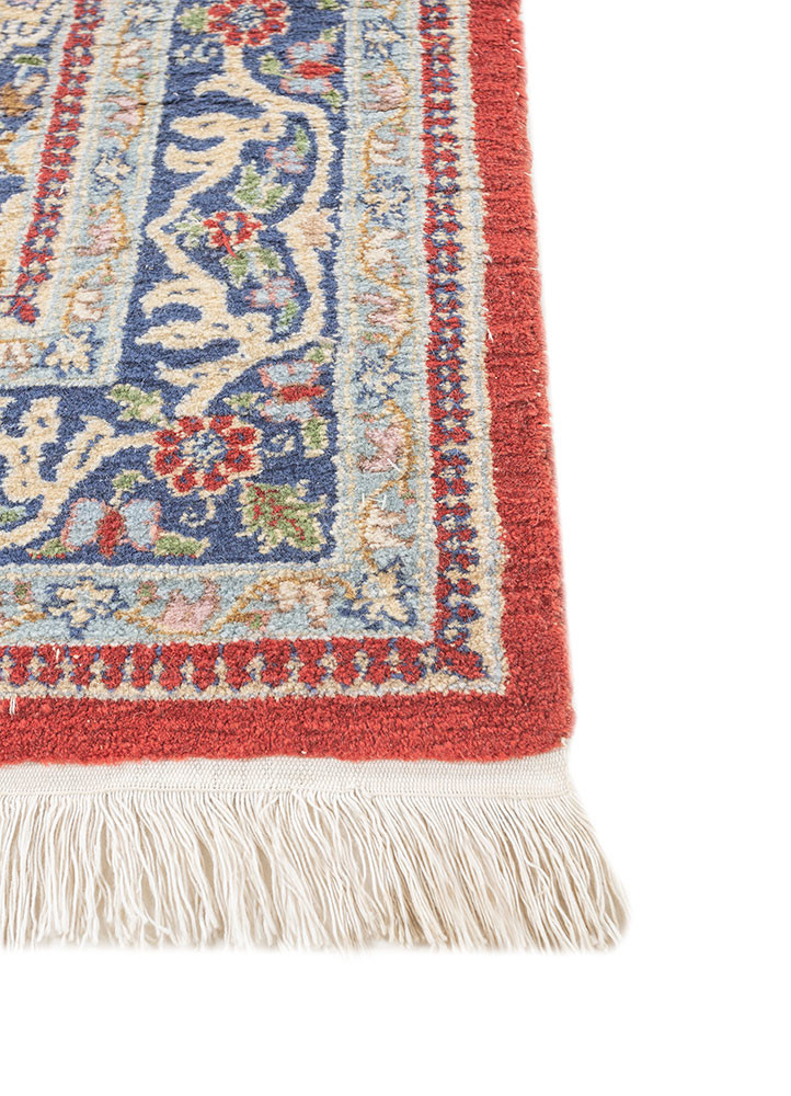 gulnar red and orange wool hand knotted Rug - Corner