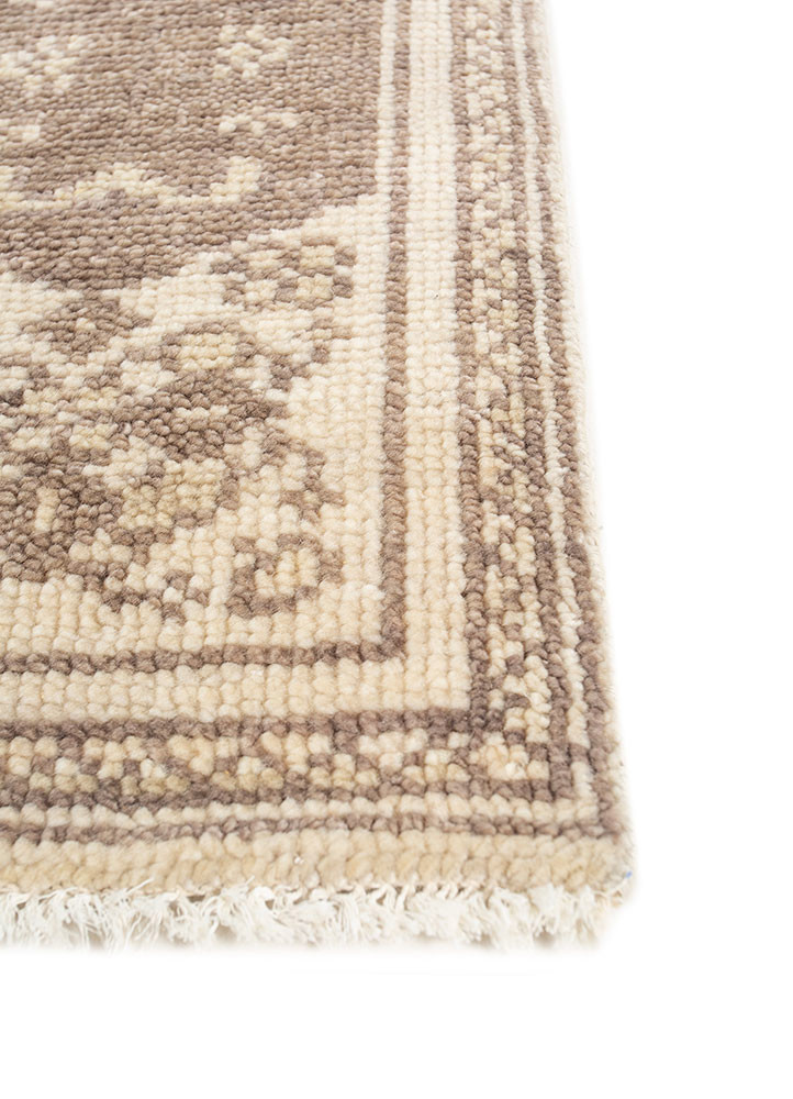 thyme beige and brown wool hand knotted Rug - Corner