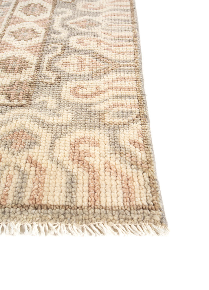 erbe beige and brown wool hand knotted Rug - Corner
