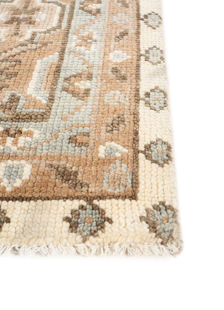 thyme beige and brown wool hand knotted Rug - Corner