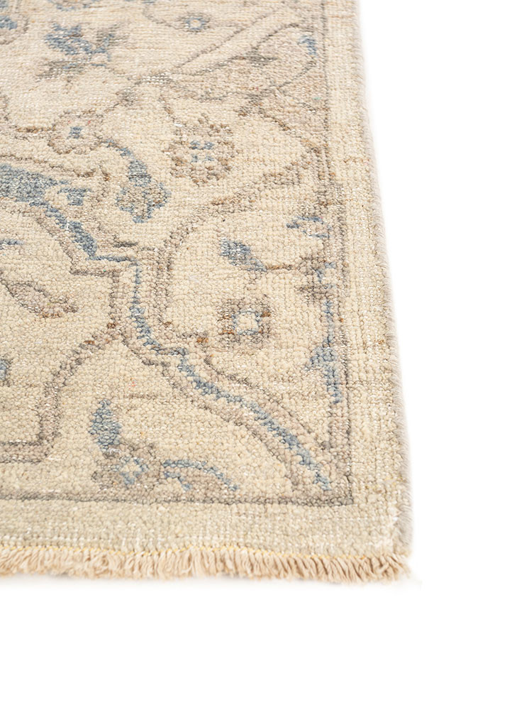 erbe beige and brown wool hand knotted Rug - Corner