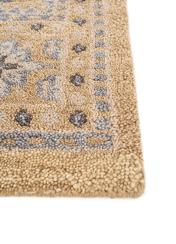 erbe gold wool hand knotted Rug - Corner