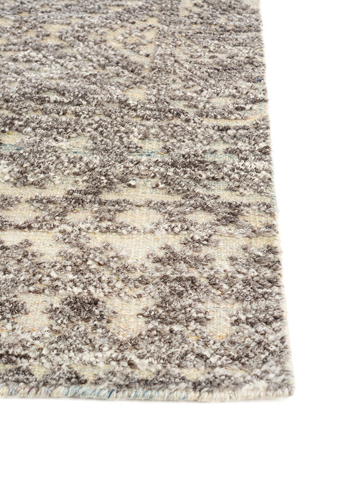 manifest beige and brown wool hand knotted Rug - Corner