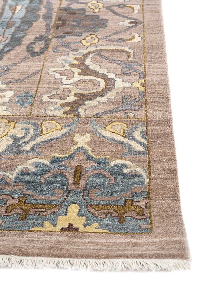 cyanna beige and brown wool hand knotted Rug - Corner