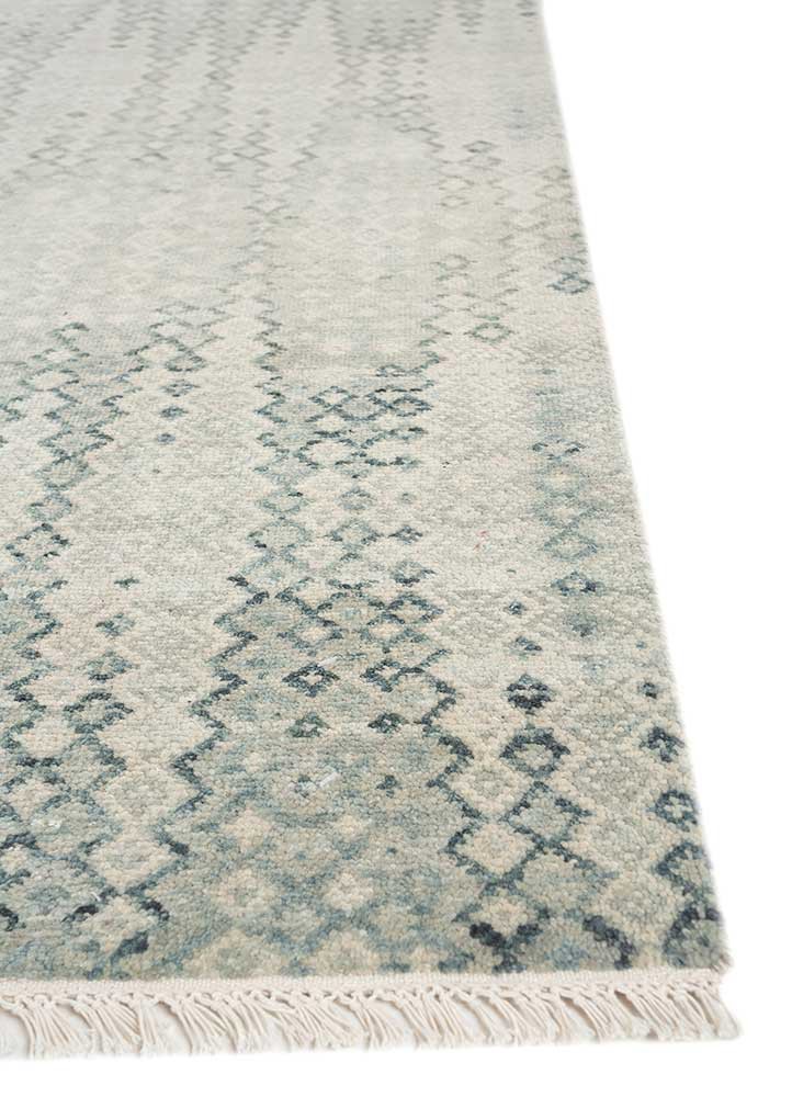 kairos blue wool hand knotted Rug - Corner