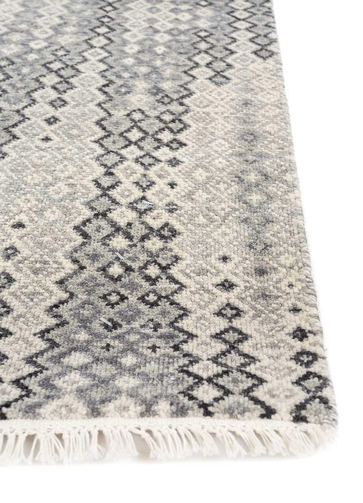 kairos blue wool hand knotted Rug - Corner