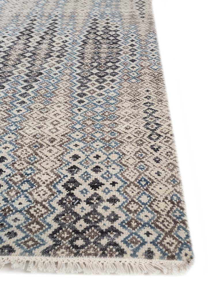 kairos blue wool hand knotted Rug - Corner