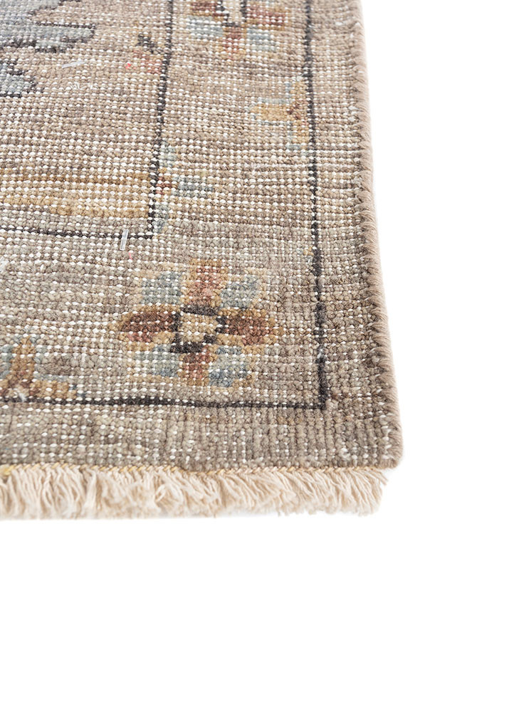 cyanna beige and brown wool hand knotted Rug - Corner cyanna beige and brown wool hand knotted Rug - Corner