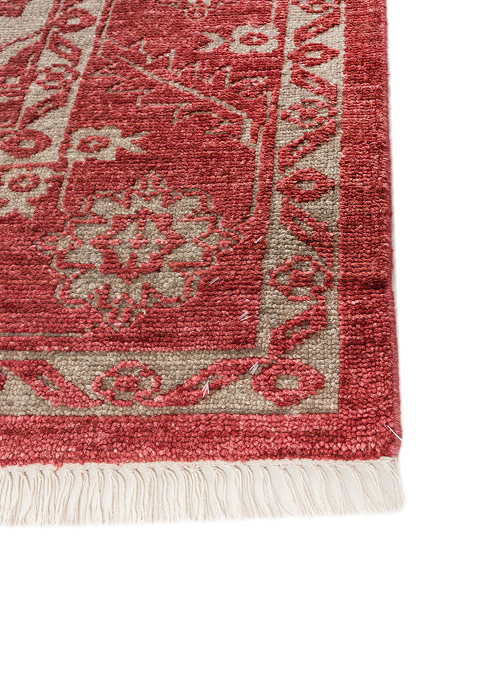 savana red and orange wool hand knotted Rug - Corner savana red and orange wool hand knotted Rug - Corner