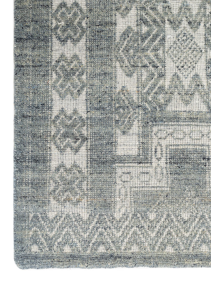 savana blue wool hand knotted Rug - Corner savana blue wool hand knotted Rug - Corner
