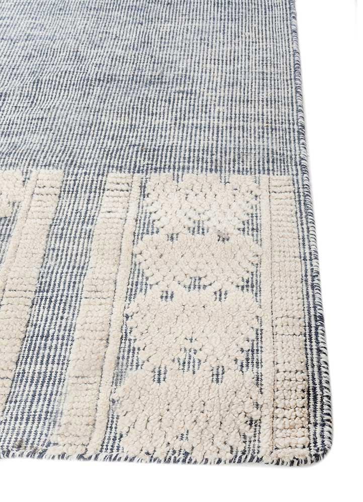 thyme blue wool hand knotted Rug - Corner