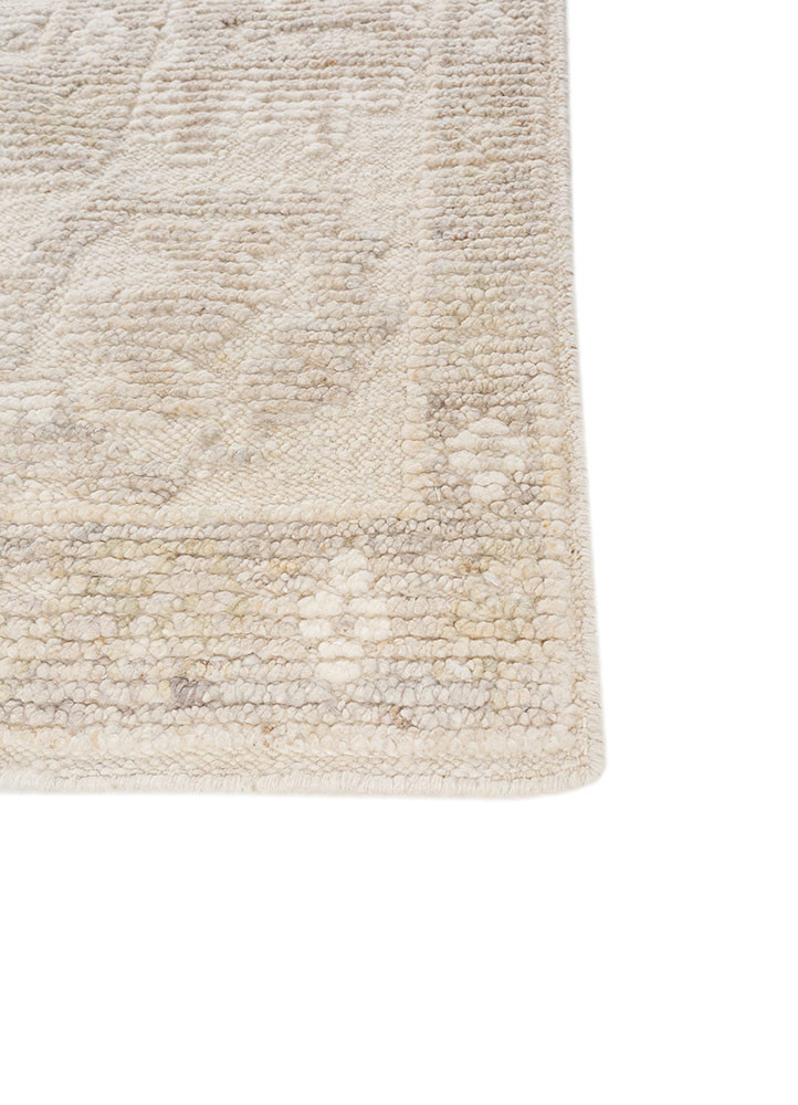 cyanna ivory wool hand knotted Rug - Corner