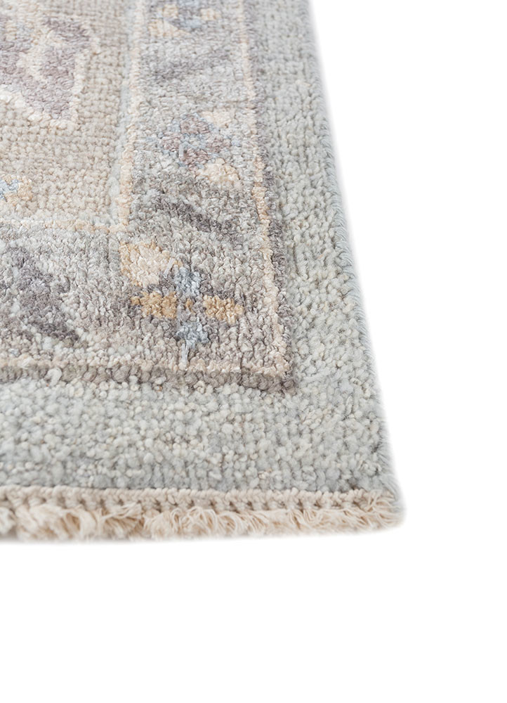 aurora blue wool and silk hand knotted Rug - Corner