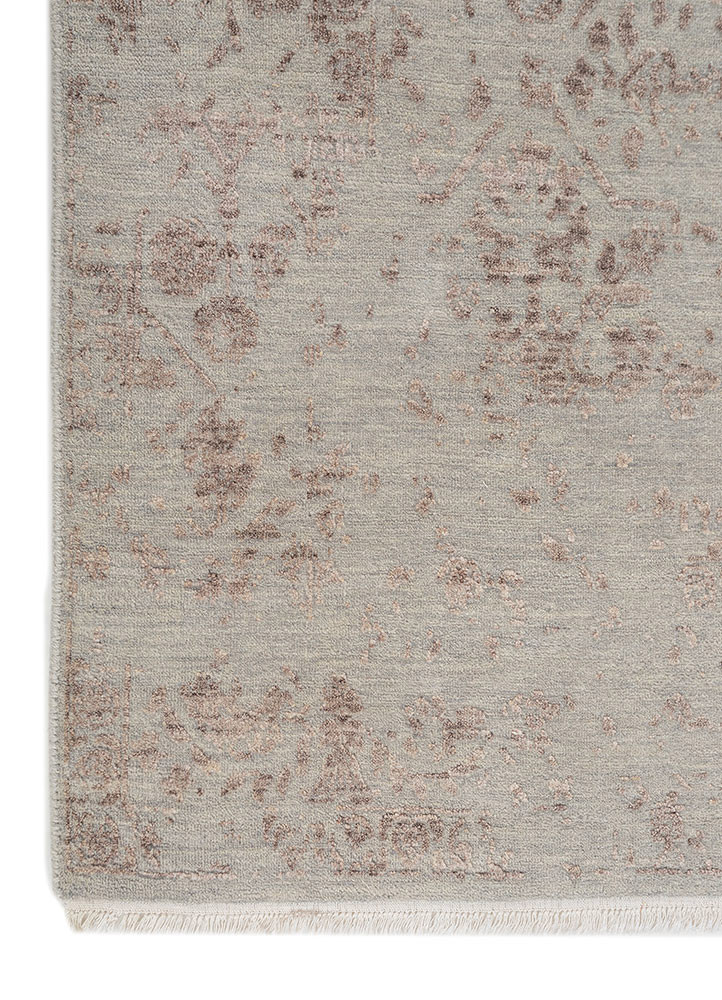 aurora grey and black wool and viscose hand knotted Rug - Corner