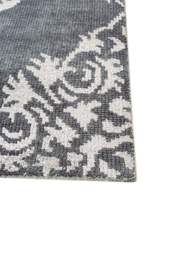 savana grey and black wool and viscose hand knotted Rug - Corner savana grey and black wool and viscose hand knotted Rug - Corner