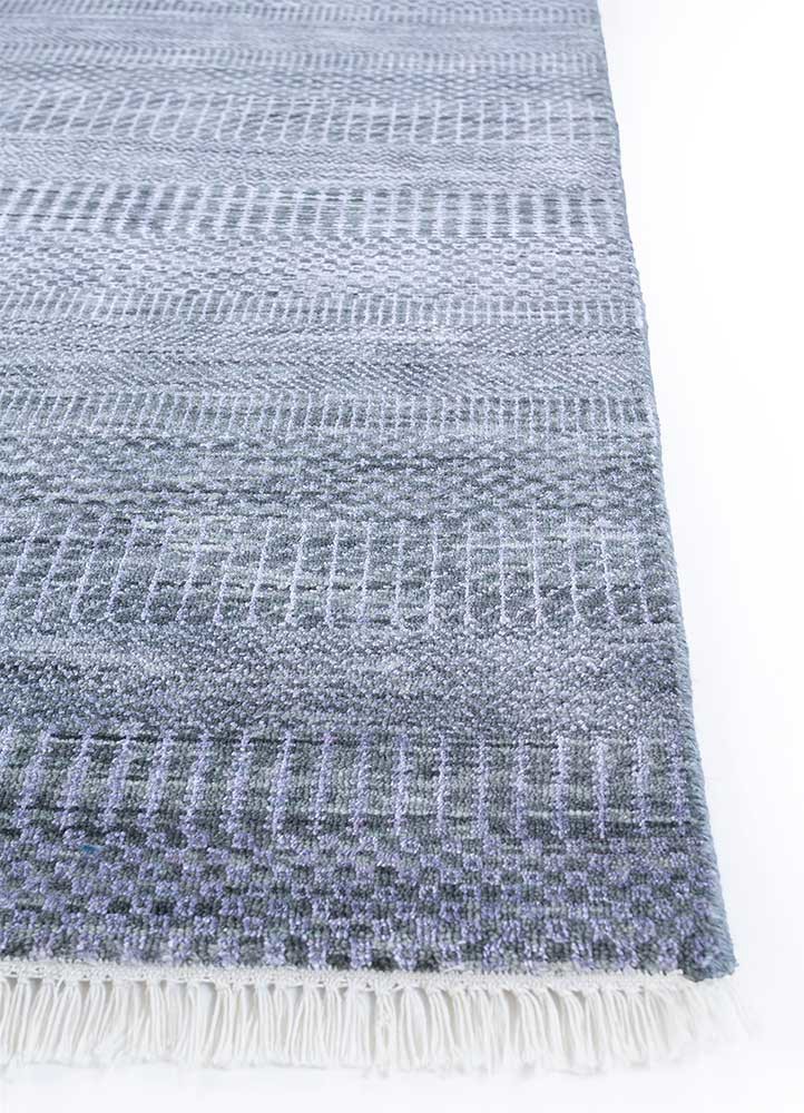 kairos grey and black wool and viscose hand knotted Rug - Corner