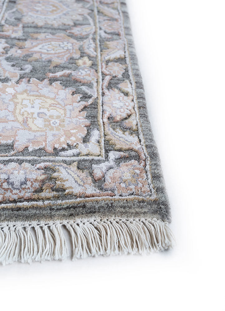 aurora grey and black wool and viscose hand knotted Rug - Corner aurora grey and black wool and viscose hand knotted Rug - Corner